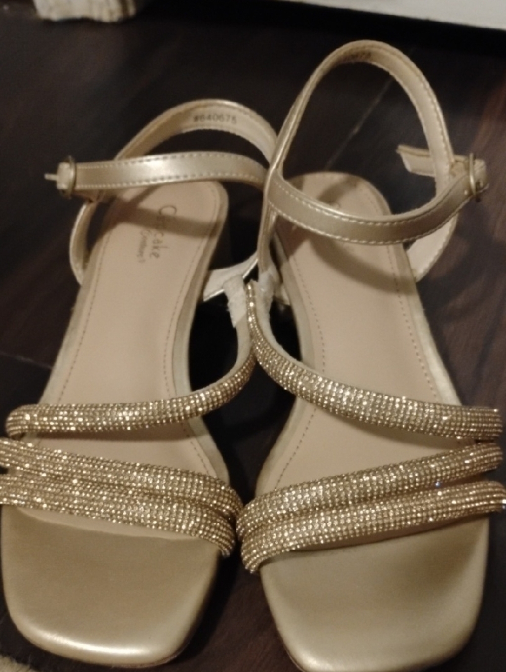 Girls' Gold Strappy Sandals with Ankle Strap Size 1